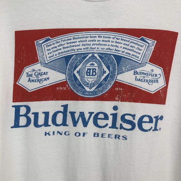 Budweiser Men's Size XL White Logo Graphic T-shirt Dad Beer Father's Day - Picture 3 of 5